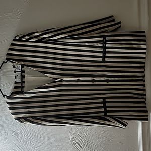 Liz Clairborne stripe blazer jacket black cream size: 12P